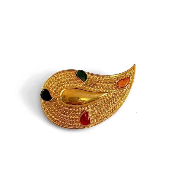 Vintage Gripoix Paisley Jewels Brooch - Picture 1 of 4